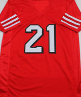 Deion Sanders Autographed Red Pro Style Jersey - Beckett W Auth *1 *Black