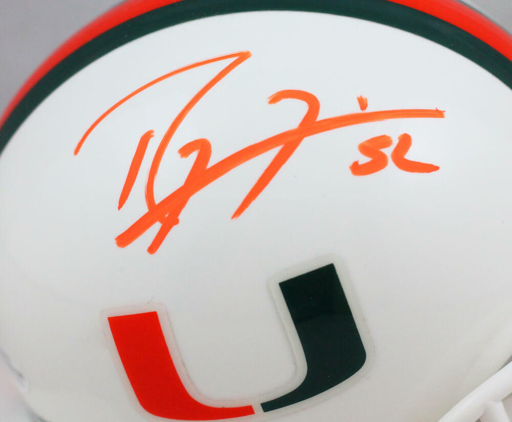 Ray Lewis Signed Hurricanes White Riddell Speed Mini Helmet-Beckett W Auth