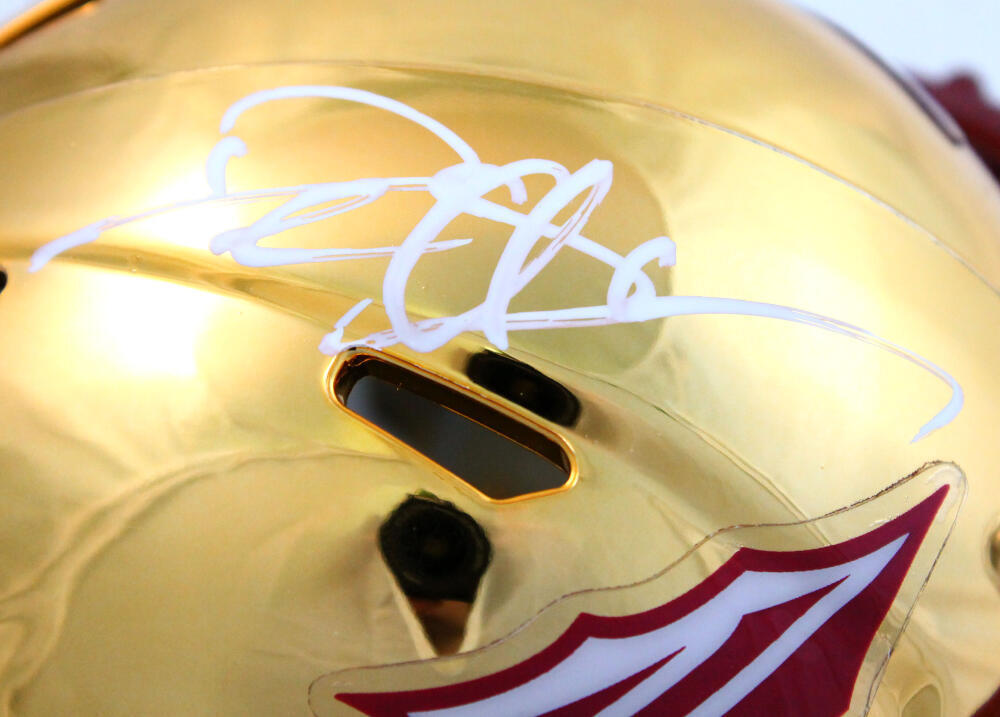 Deion Sanders Autographed FSU Chrome Speed Mini Helmet - Beckett W Auth *White