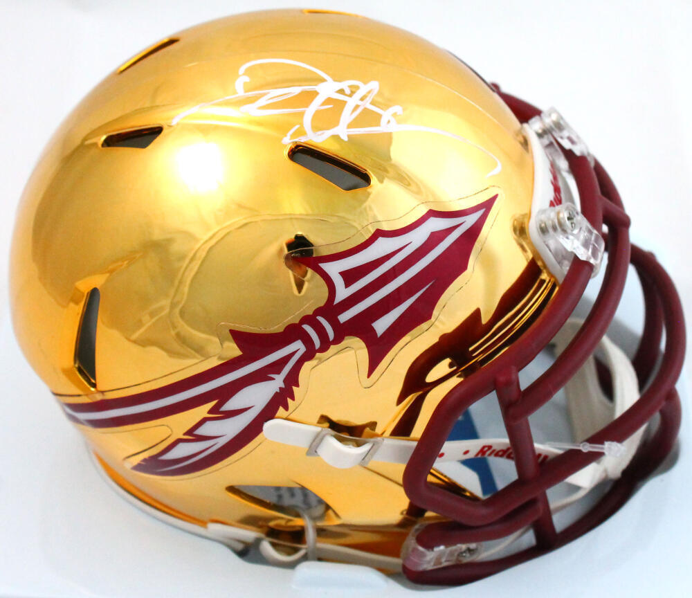 Deion Sanders Autographed FSU Chrome Speed Mini Helmet - Beckett W Auth *White
