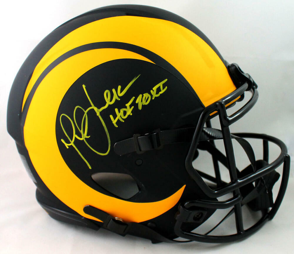 Marshall Faulk Signed LA Rams F/S Eclipse Authentic Helmet w/HOF- Beckett W Auth