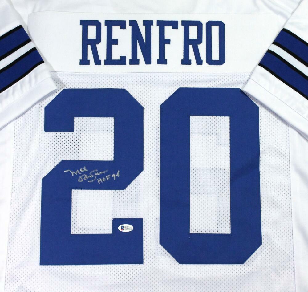 Mel Renfro Autographed White Pro Style Jersey w/HOF - Beckett W Auth *2