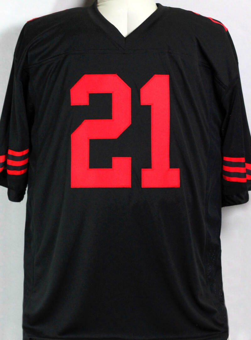 Deion Sanders Autographed Black Pro Style Jersey - Beckett W Auth *1