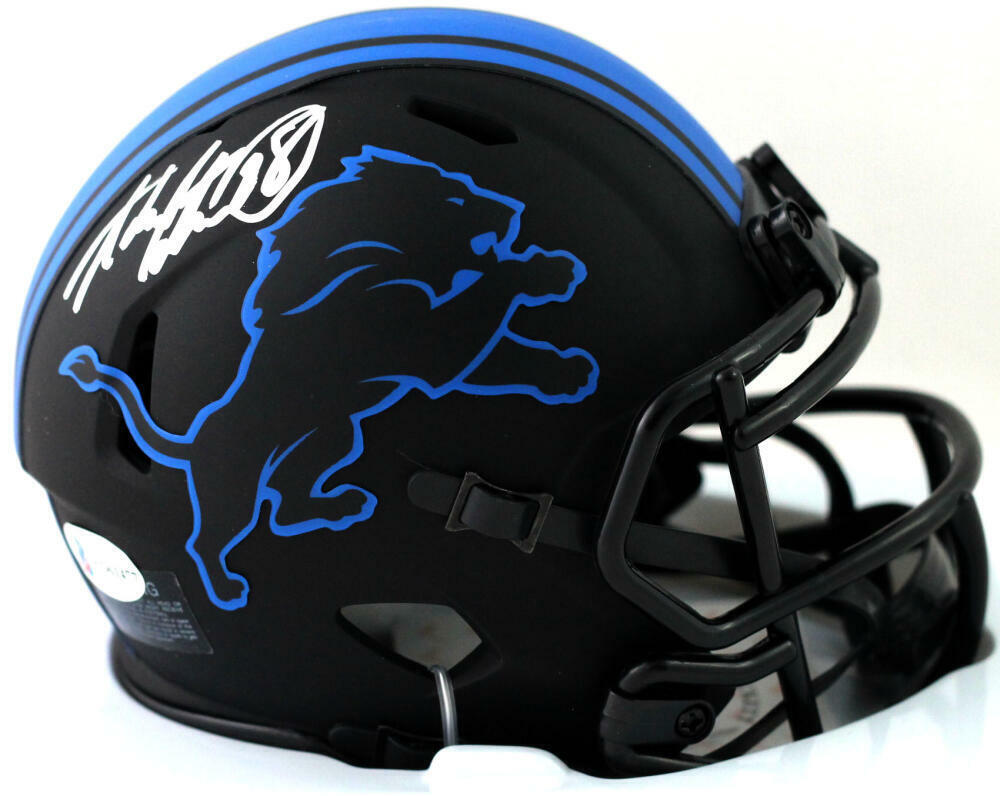 Adrian Peterson Signed Detroit Lions Eclipse Mini Helmet- Beckett W *Silver