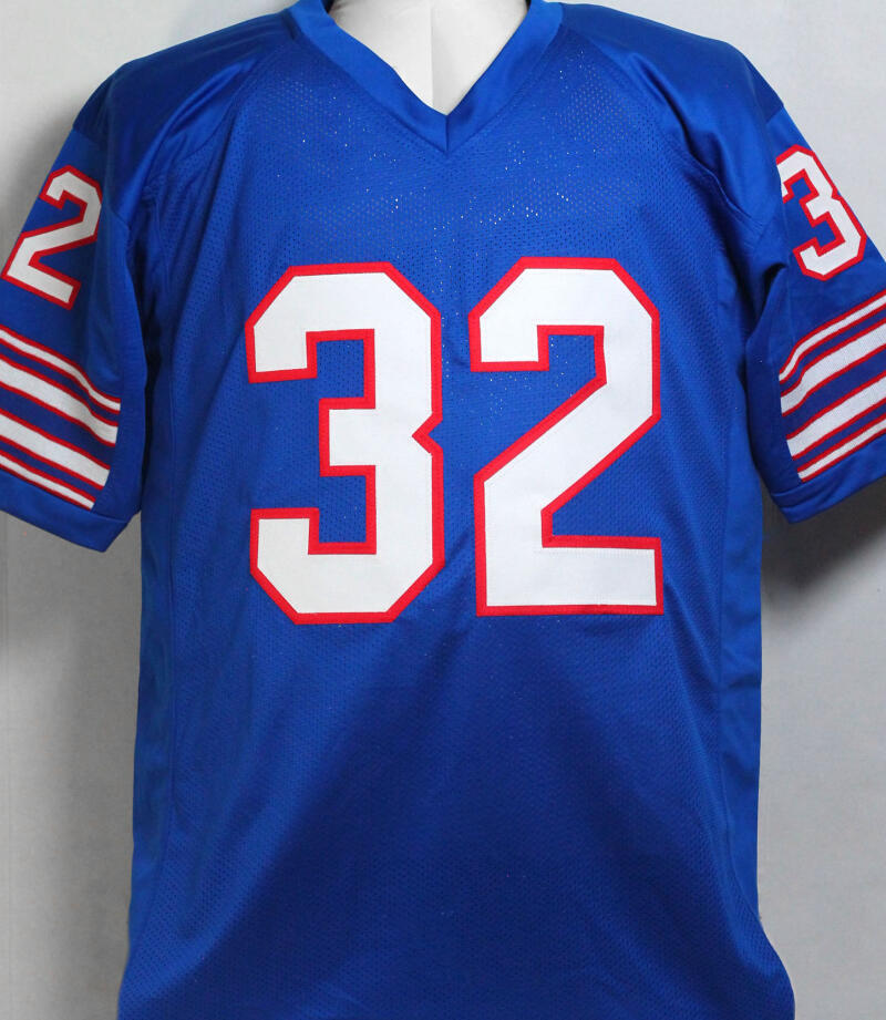 O. J. Simpson Autographed Blue Pro Style Jersey w/ HOF- JSA Witnessed *Black