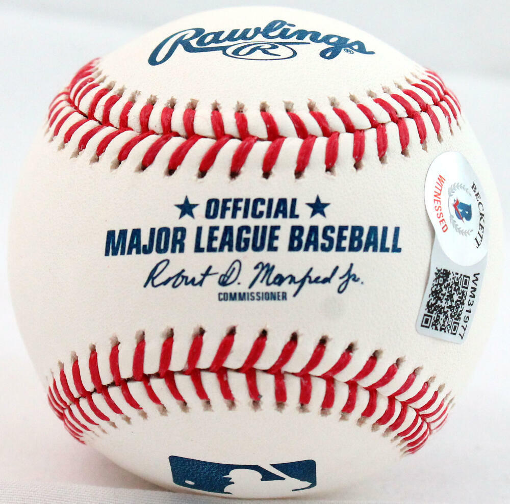 Shane Bieber Autographed Rawlings OML Baseball w/ 4 Insc - Beckett W Holo *Blue