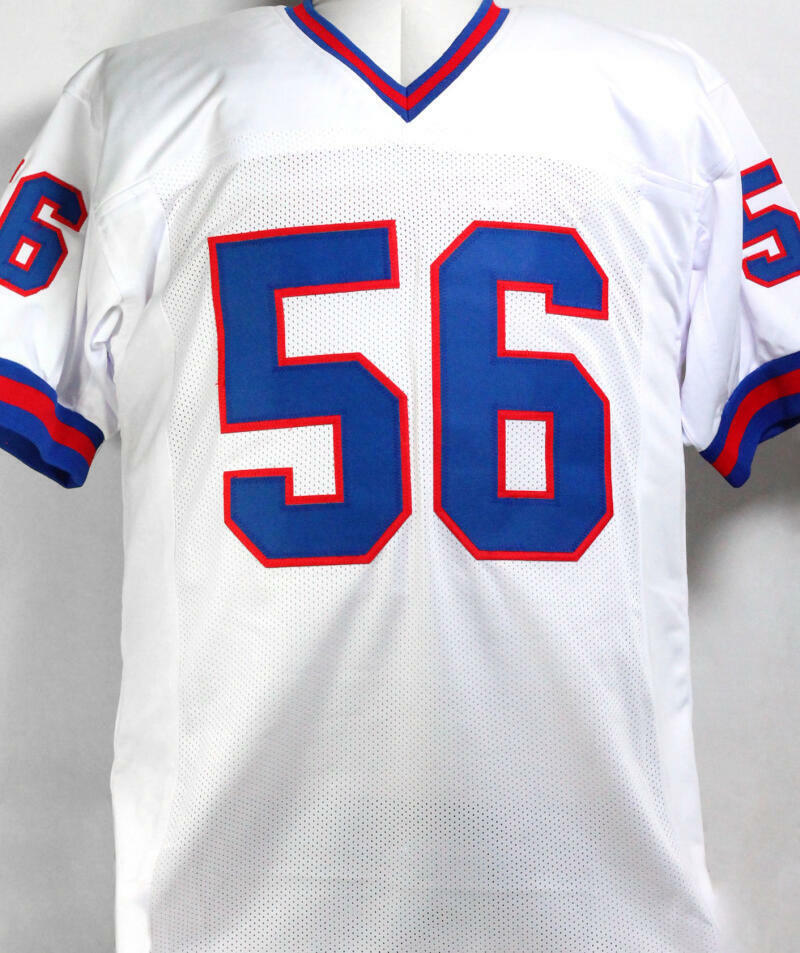 Lawrence Taylor Autographed White Pro Style Jersey w/HOF- Beckett W *Silver *6