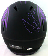 Ray Lewis Autographed Ravens F/S Eclipse Helmet w/ HOF- Beckett Witness *Purple