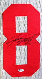 Jeremy Shockey Autographed White Pro Style Jersey - Beckett Witness *8