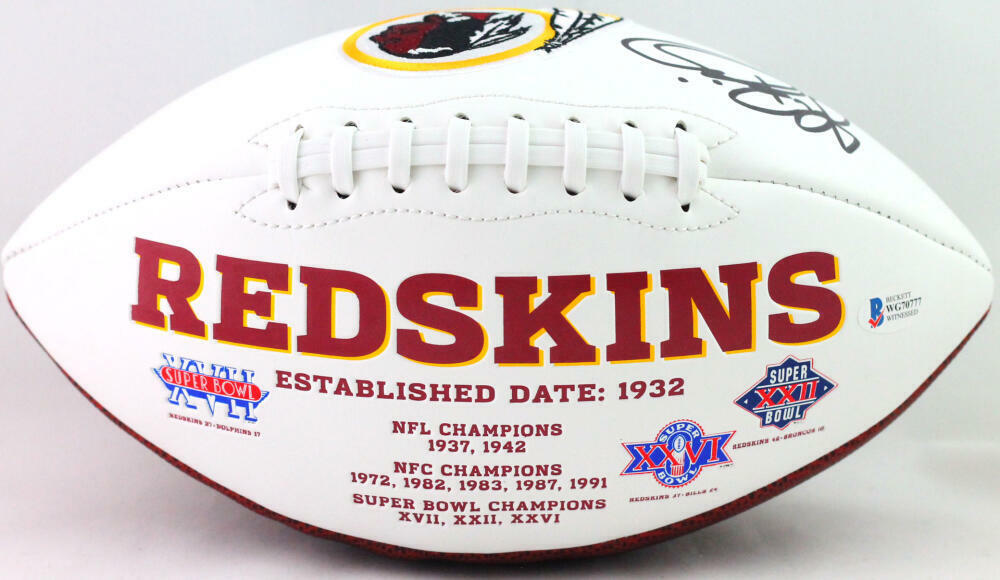 John Riggins Autographed Washington Logo Football- Beckett W