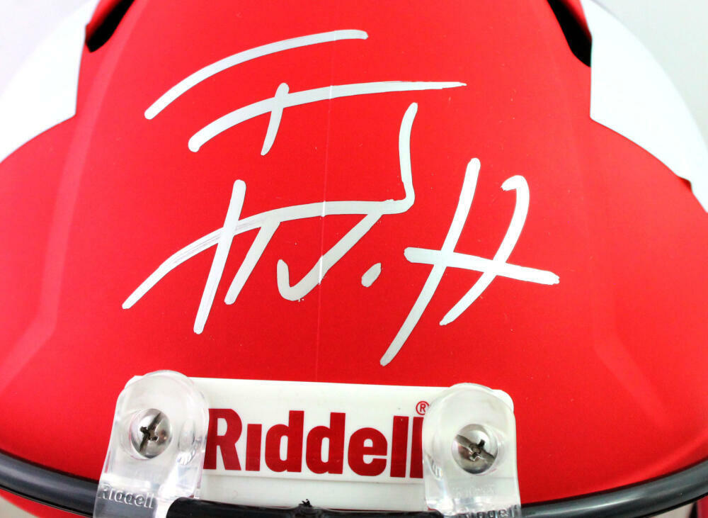 T.J. Watt Autographed Wisconsin Badgers Amp Speed F/S Helmet- Beckett W *Silver