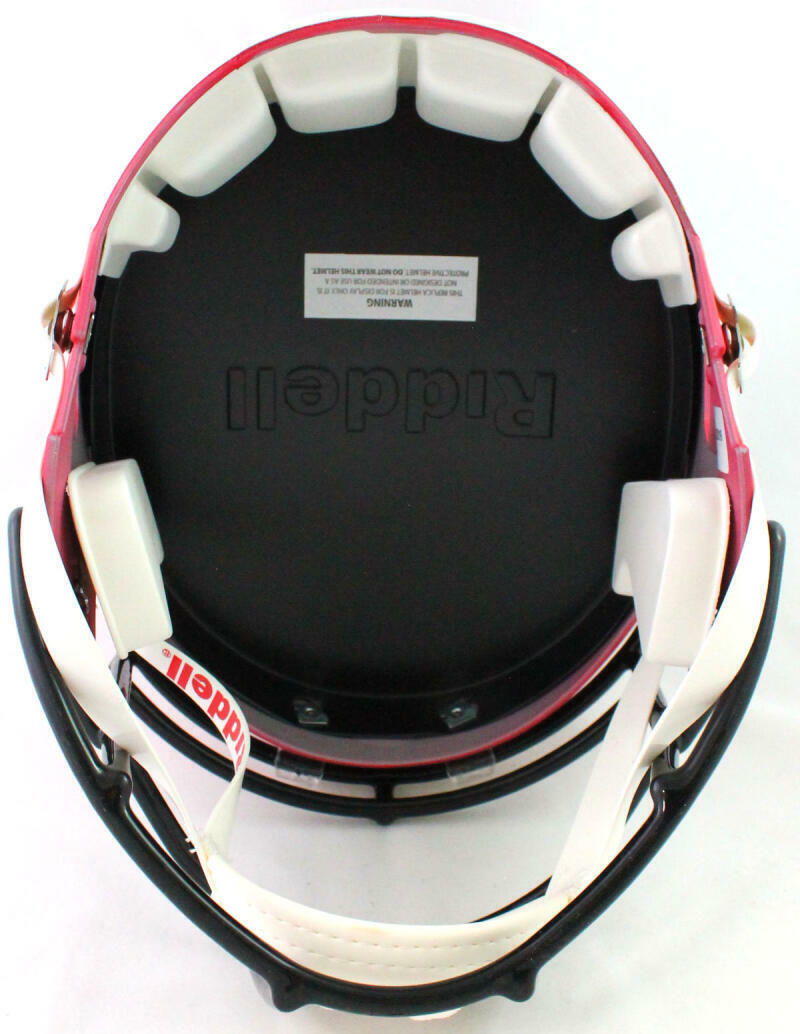 T.J. Watt Autographed Wisconsin Badgers Amp Speed F/S Helmet- Beckett W *Silver