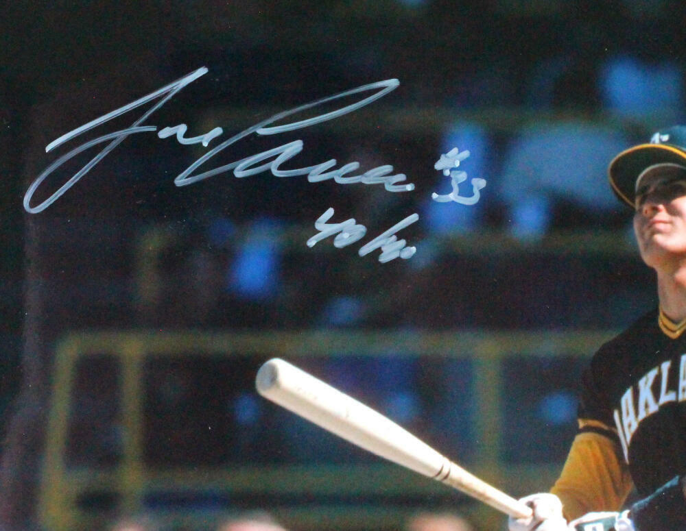 Jose Canseco Autographed Oakland 8x10 Batting Photo w/ 40/40- JSA W *White TL