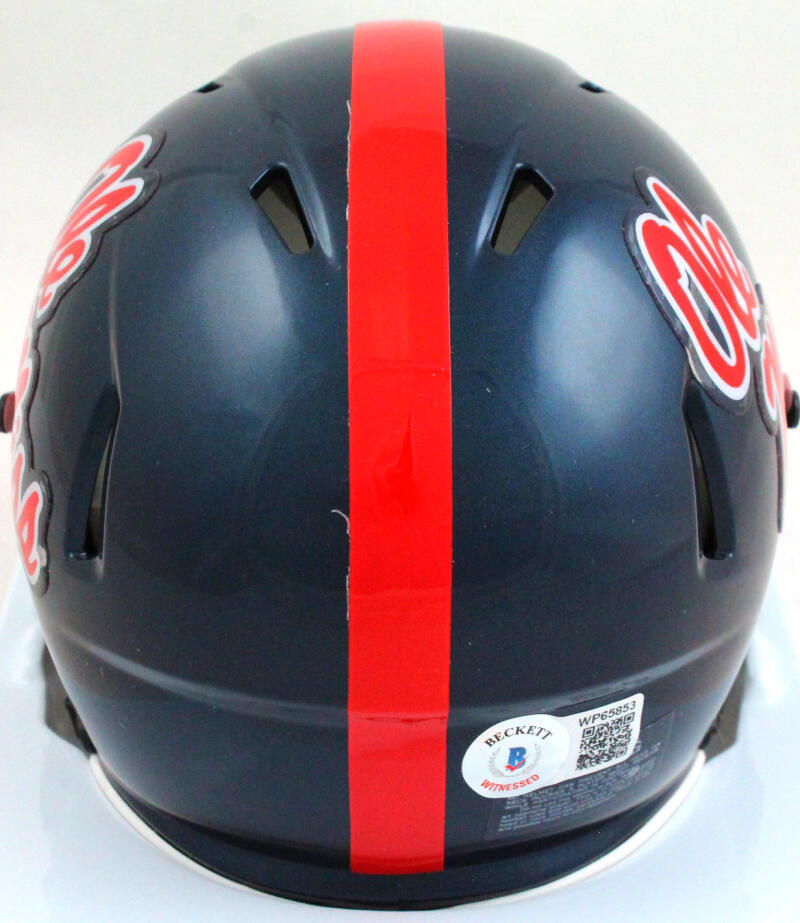 AJ Brown Autographed Ole Miss Speed Navy Mini Helmet- Beckett W Hologram