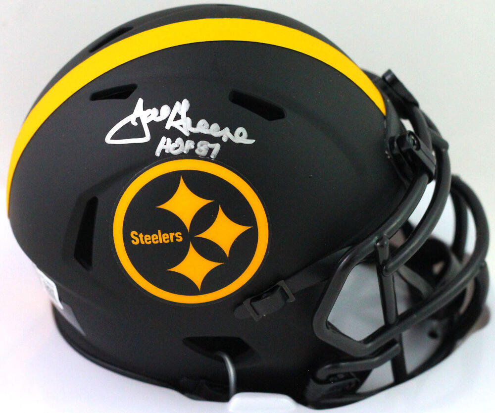 Joe Greene Autographed Steelers Eclipse Speed Mini Helmet w/ HOF -Beckett W *Sil