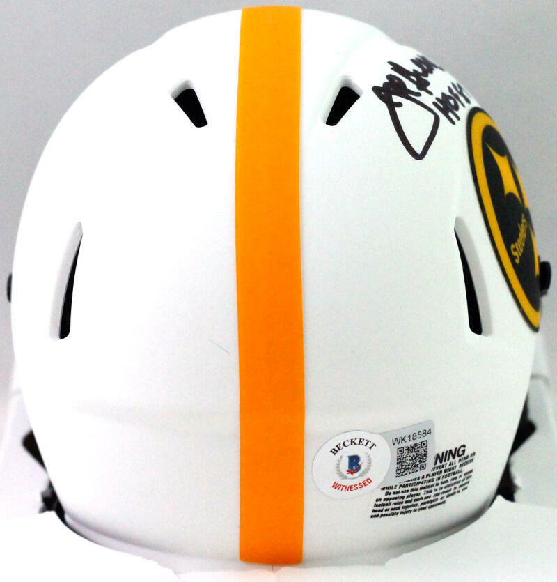 Joe Greene Autographed Steelers Lunar Speed Mini Helmet w/ HOF -Beckett W *Black