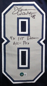 Darren Woodson Autographed Blue w Grey Num Pro Style Jersey Insc- Beckett W *Blk