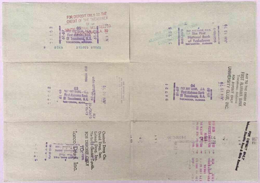 LOT of 6 Joe Sewell Cleveland Indians Signed  Checks 569-574