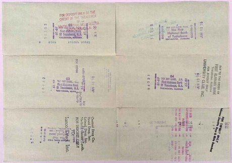 LOT of 6 Joe Sewell Cleveland Indians Signed  Checks 569-574