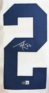 Ty Law Autographed White College Style Jersey- Beckett W *Silver