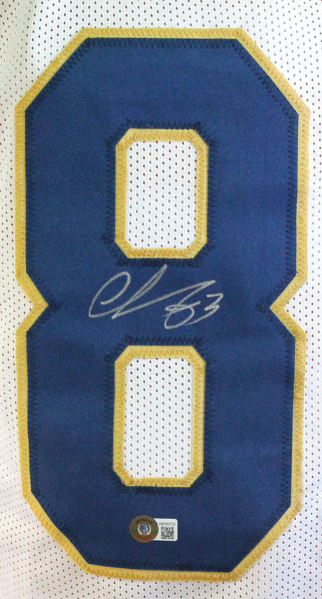 Chase Claypool Autographed White College Style Jersey- Beckett W *Silver