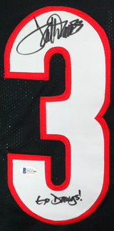 Terrell Davis Autographed Black College Style Jersey- Beckett W *Black