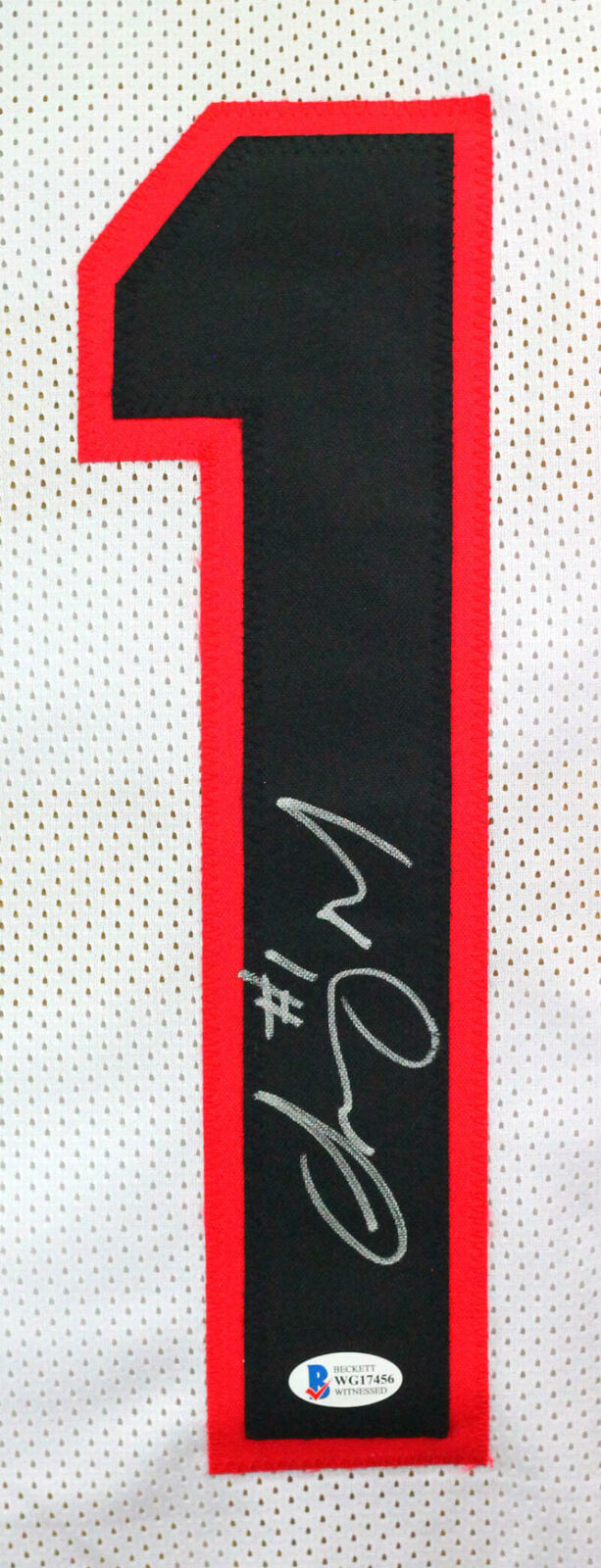 Sony Michel Autographed White College Style Jersey- Beckett W *Silver