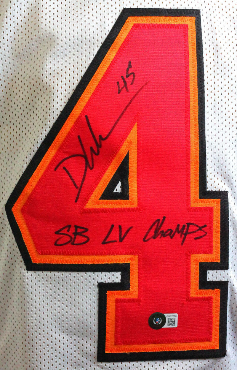 Devin White Autographed White Pro Style Jersey w/ SB Champs- Beckett W *Black
