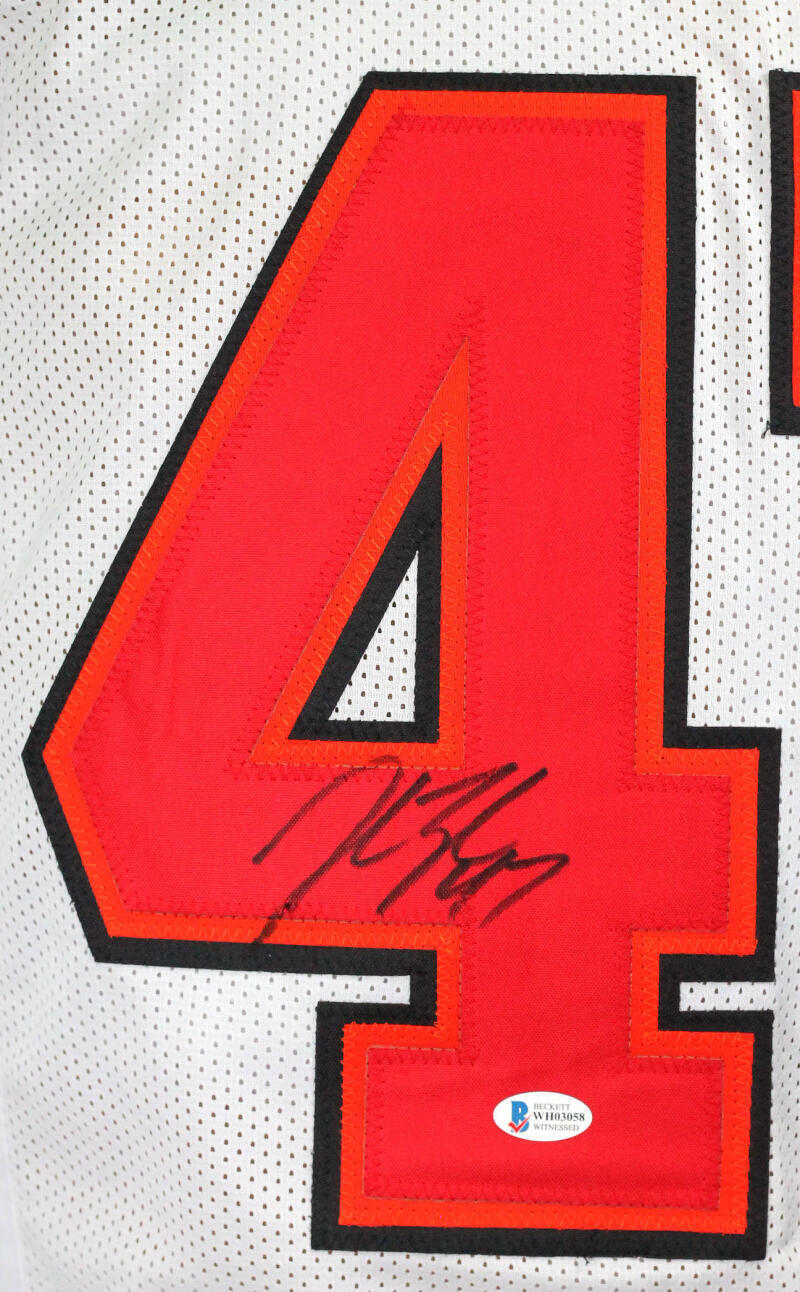 John Lynch Autographed White SB Pro Style Jersey- Beckett W *Black