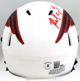 Richard Seymour Autographed NE Patriots Lunar Mini Helmet- Beckett W *Red