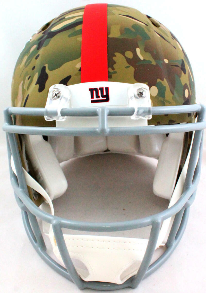 Lawrence Taylor Signed Giants Authentic Camo F/S Helmet w/ HOF- Beckett W *White