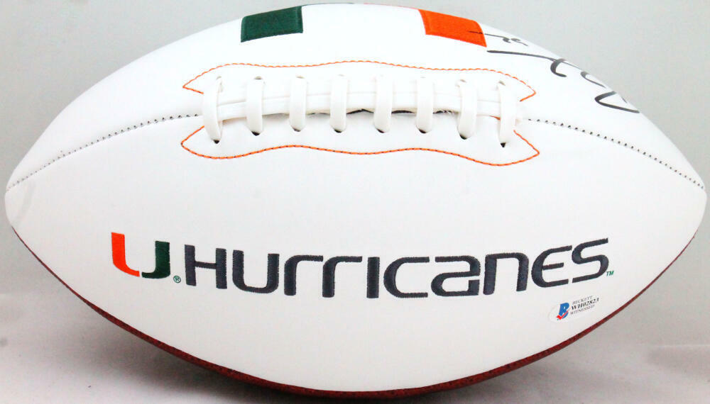 Ray Lewis Autographed Miami Hurricanes Logo Football- Beckett W *Black