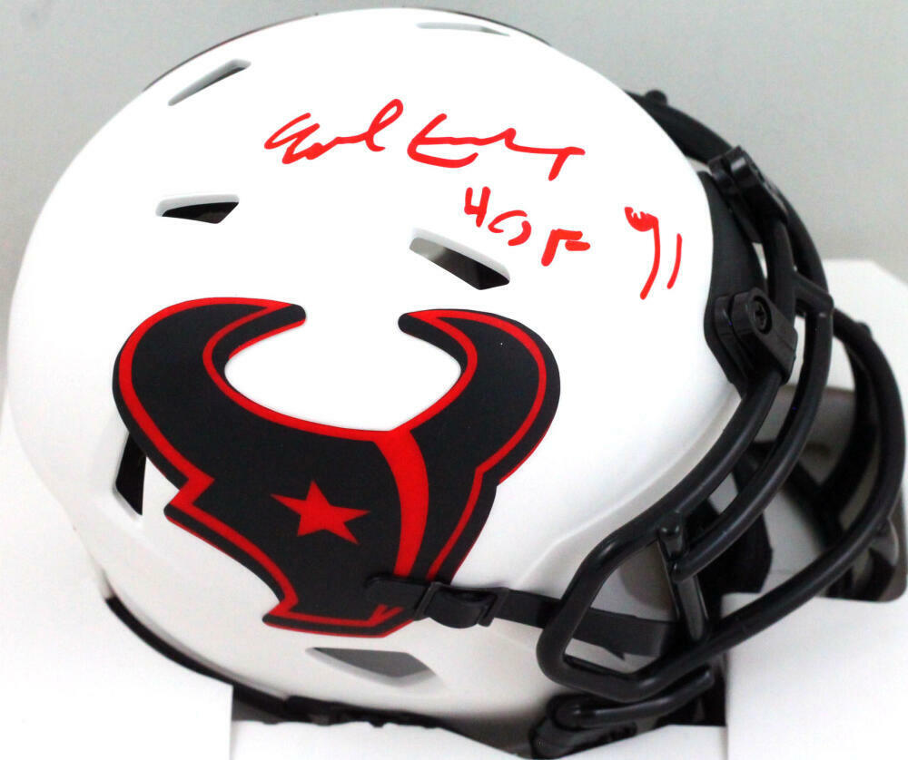 Earl Campbell Signed Houston Texans Lunar Speed Mini Helmet w/ HOF- JSA W *Red