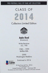 Andre Reed Autographed Buffalo Bills Goal Line Art Card w/ HOF- Beckett *Blue