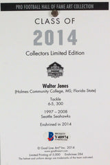 Walter Jones Signed Philadelphia Eagles Goal Line Art Card w/ HOF- Beckett *Blue