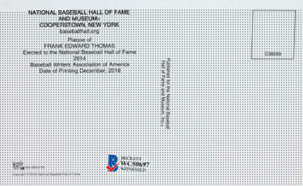Frank Thomas Autographed National Baseball HOF Goal Line Art Card- Beckett W*Blu