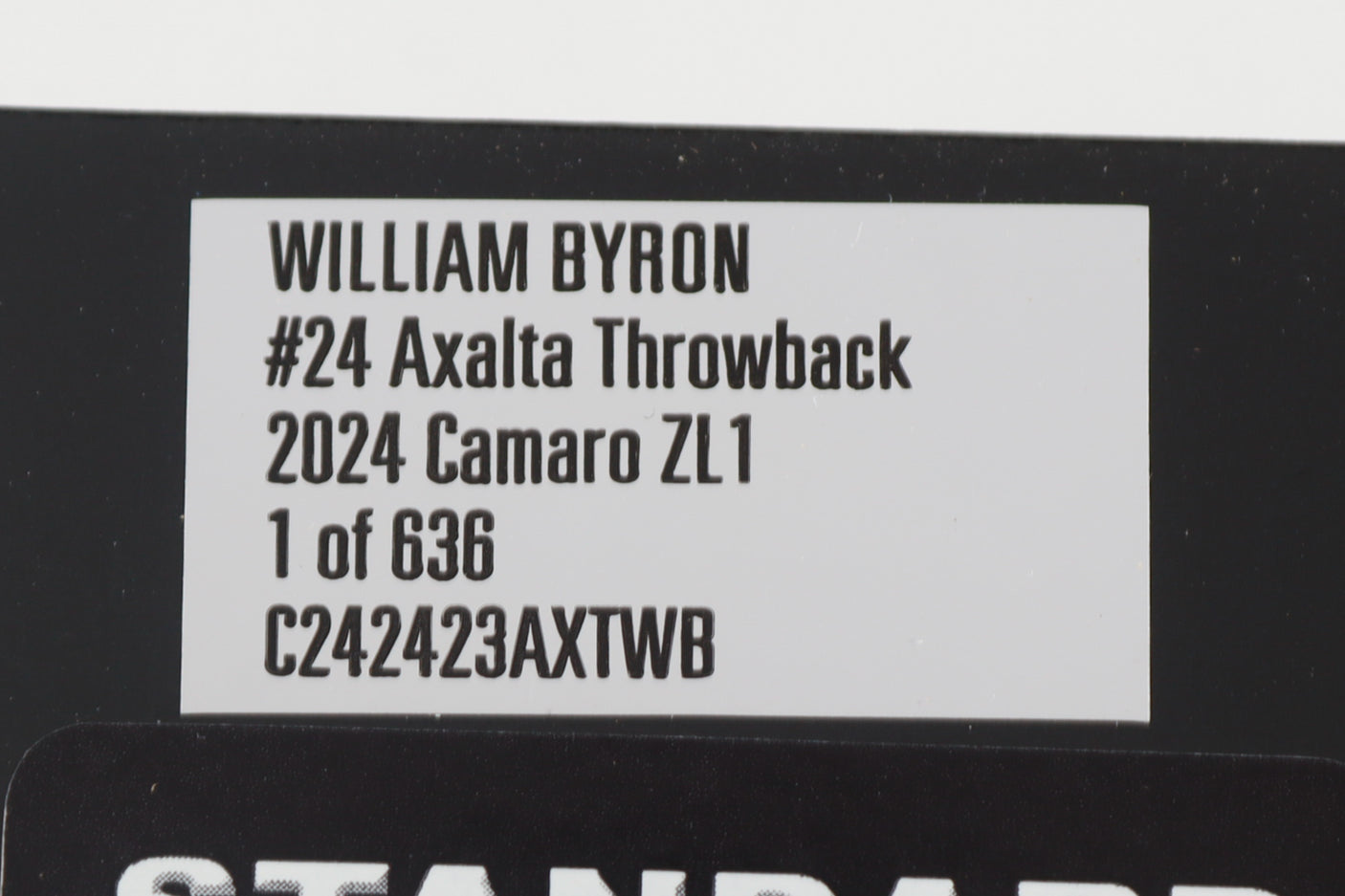 William Byron Signed 2024 #24 Axalta Throwback Camaro ZL1 | 1:24 Diecast Car (PA)