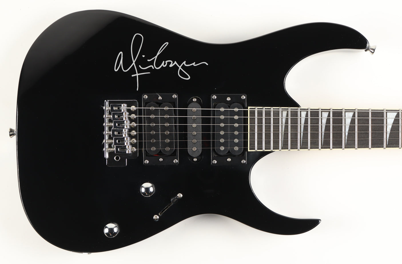 Glossy Black Alice Cooper Signed Full-Size Electric Guitar (Beckett)
