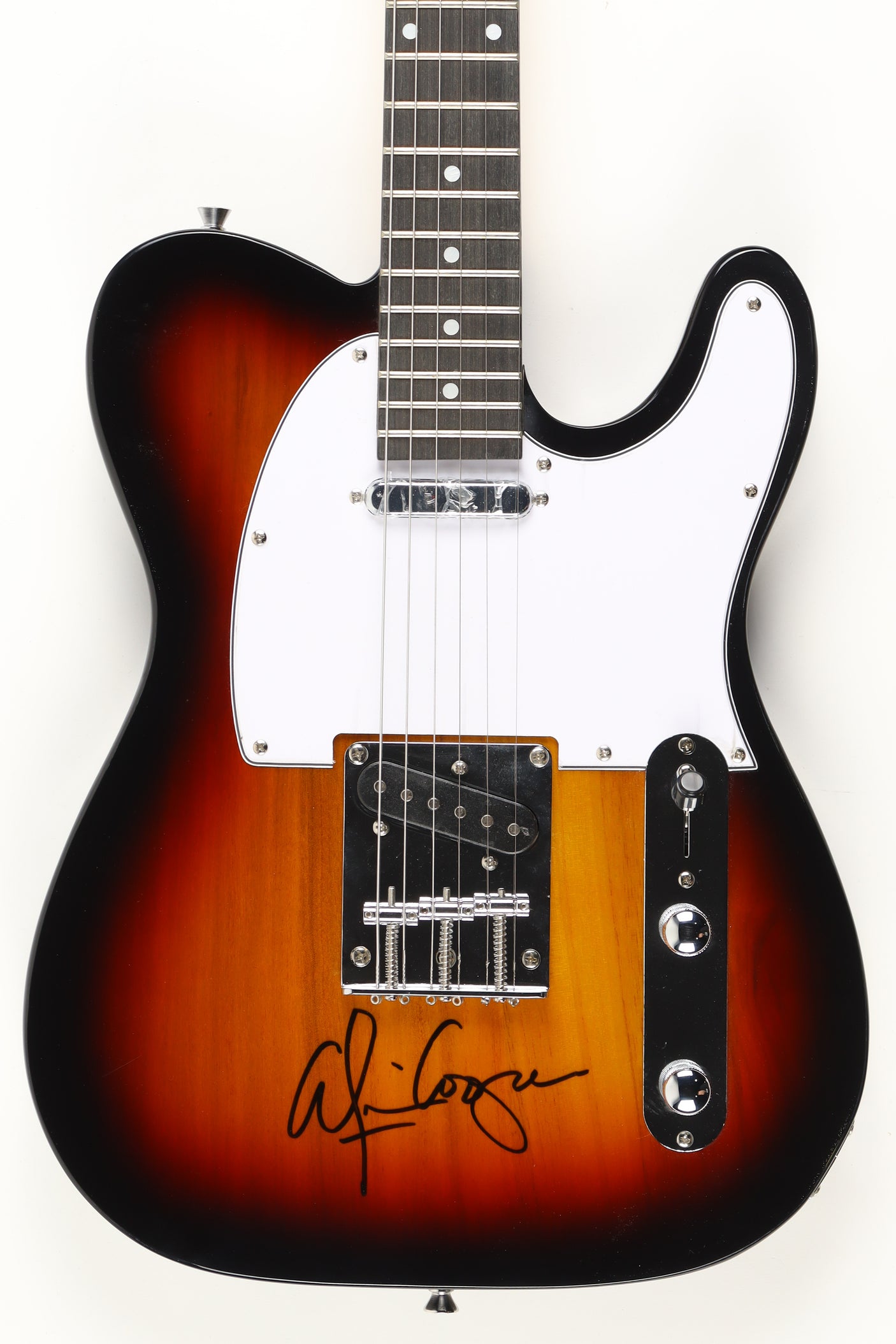 Sunburst Tobacco Telecaster-Style Alice Cooper Signed Full-Size Electric Guitar (Beckett)