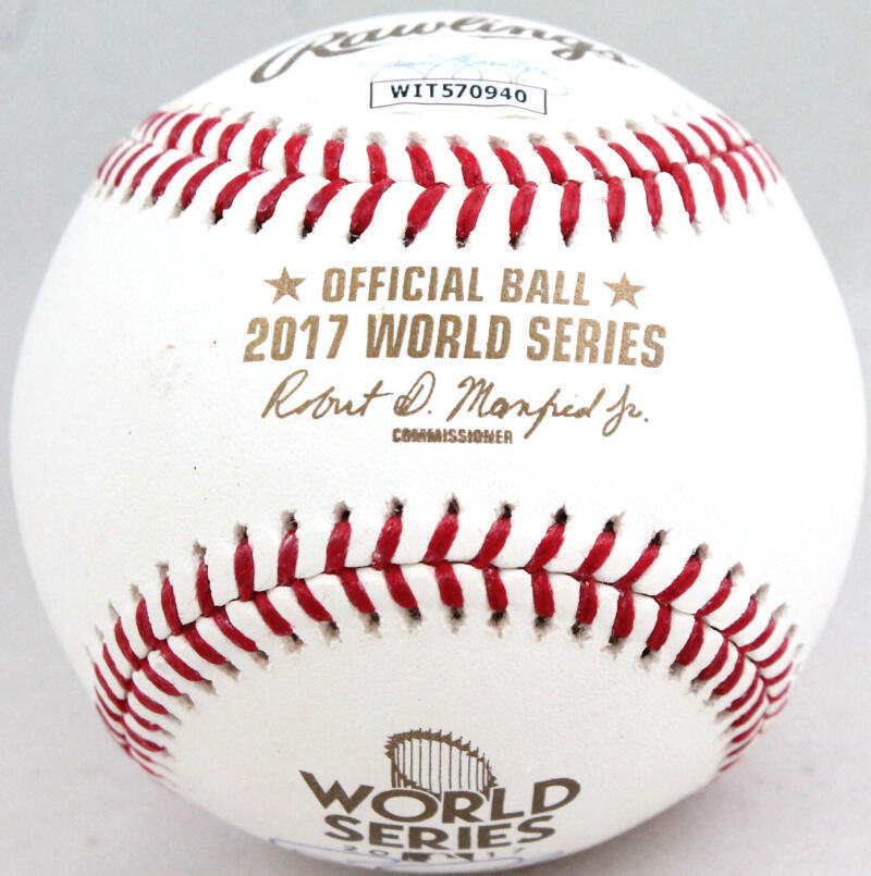 Carlos Correa Autographed 2017 World Series Rawlings OML Baseball- JSA W Auth