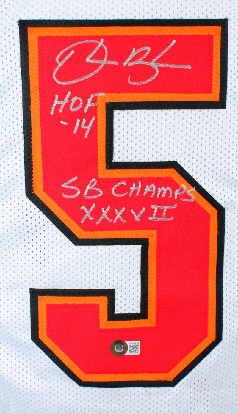 Derrick Brooks Signed White Pro Style Jersey W/ 2 Insc- Beckett W Holo *Silver