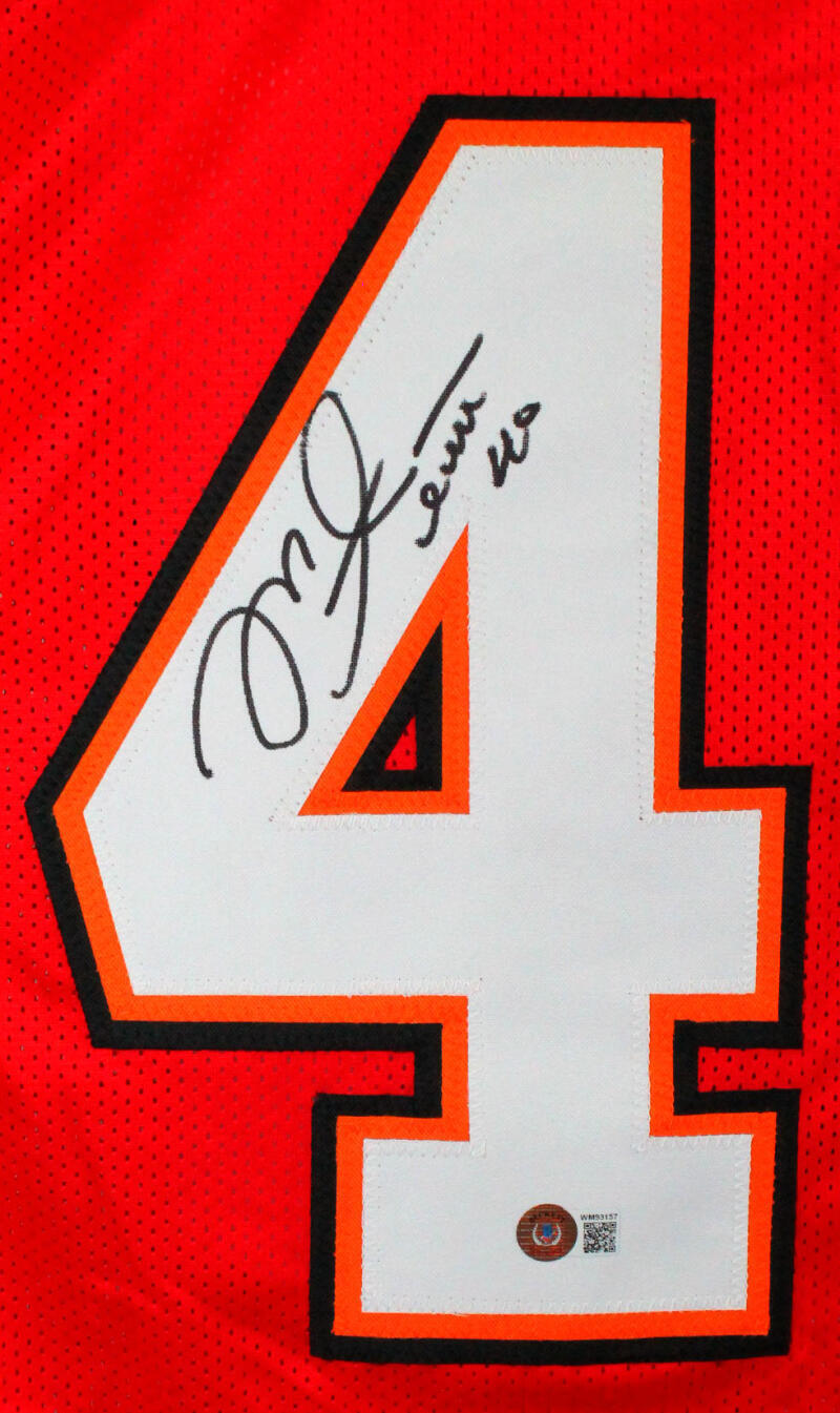 Mike Alstott Autographed Red Pro Style Jersey- Beckett W Hologram *Black