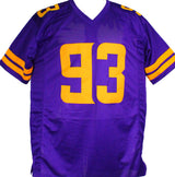 Patrick Jones Autographed Purple Yellow # Pro Style Jersey w/Insc- BA W Holo