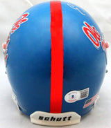 Elijah Moore Signed Ole Miss Schutt Mini Helmet- Beckett W Hologram *Silver
