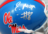 Elijah Moore Signed Ole Miss Schutt Mini Helmet- Beckett W Hologram *Silver