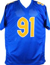 Patrick Jones Autographed Blue College Style Jersey w/ Insc- Beckett W Hologram *Black