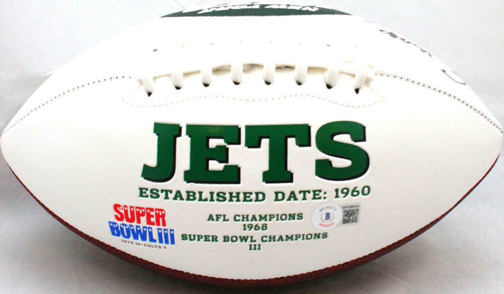 Elijah Moore Autographed New York Jets Logo Football -Beckett W Hologram *Black