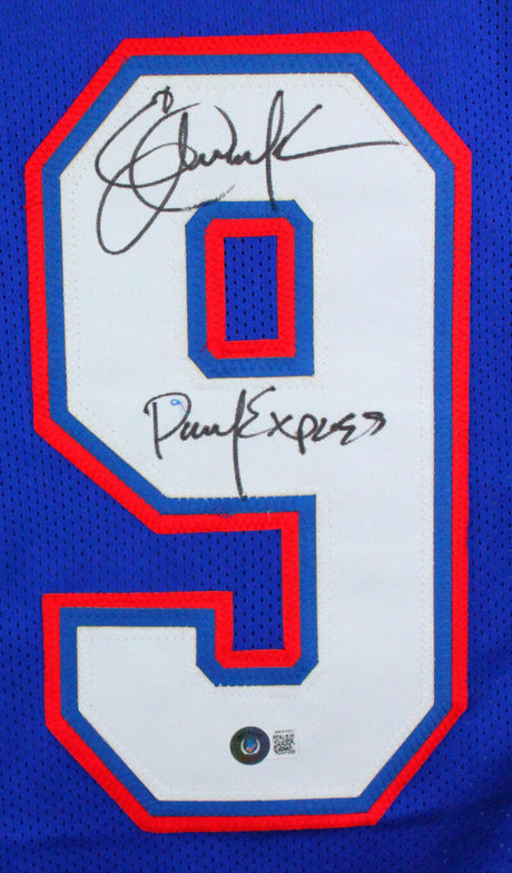 Eric Dickerson Autographed Blue College Style Jersey w/Insc. - Beckett W Holo