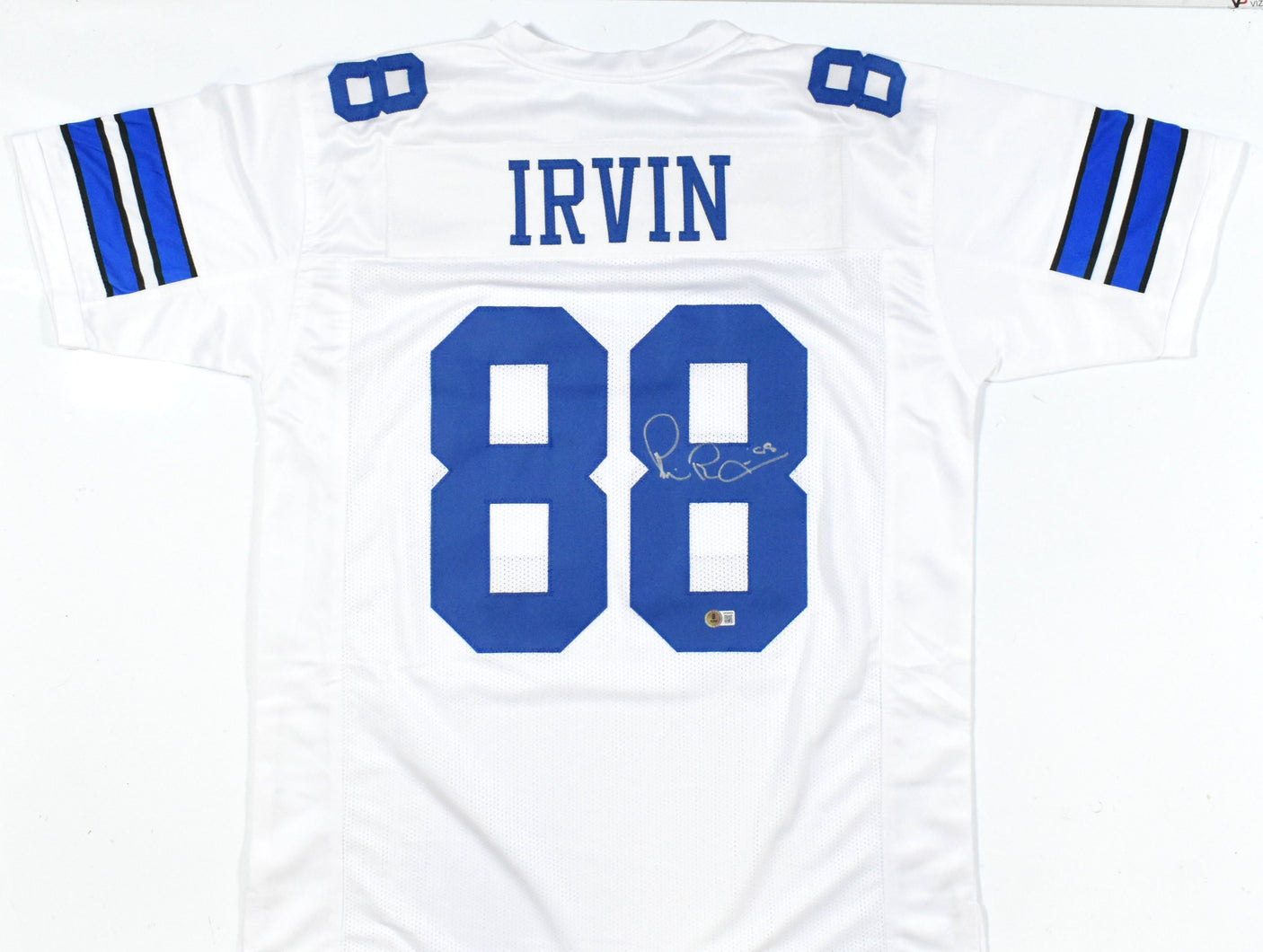 Michael Irvin Autographed White Pro Style Jersey-Beckett W Hologram *Silver