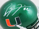 Ray Lewis Autographed Miami Hurricanes Green Schutt Mini Helmet- Beckett W Holo